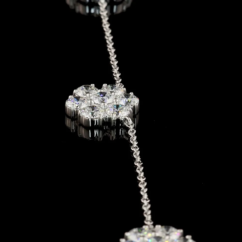 18K White Gold 5-Station Necklace with Round Brilliant Lab Diamonds - 4.91 Carat Total Weight, E-F Color, VS1 Clarity - Covaloro Fine Jewelry - Image 4