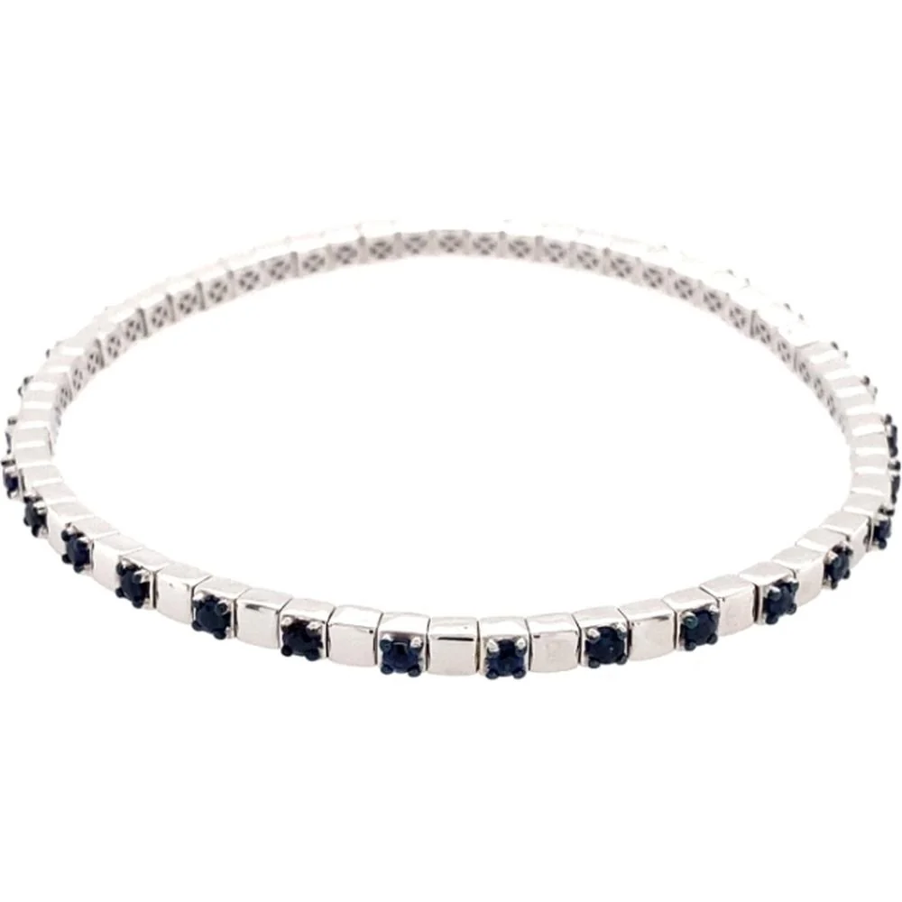 18K White Gold Blue Sapphire Bangle Bracelet by Afarin