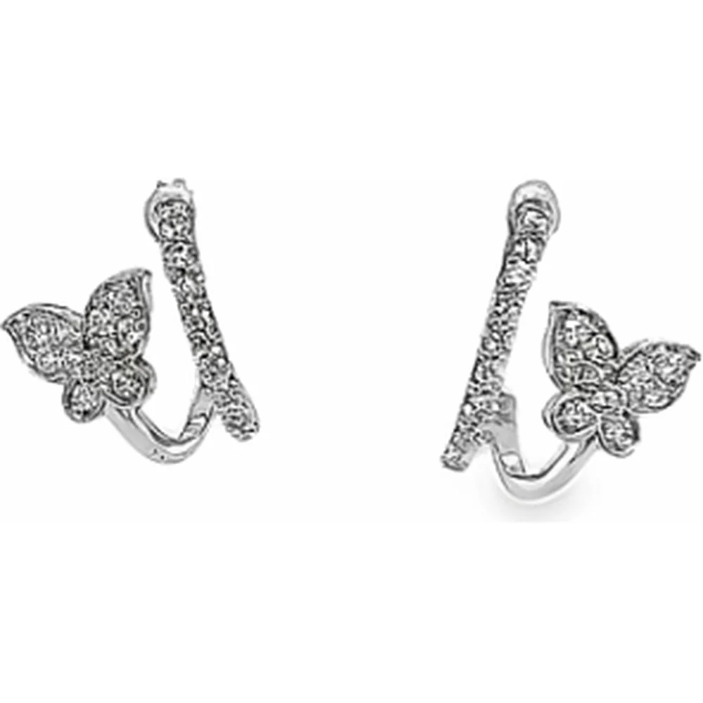 18K White Gold Butterfly Motif Diamond Earrings by Afarin