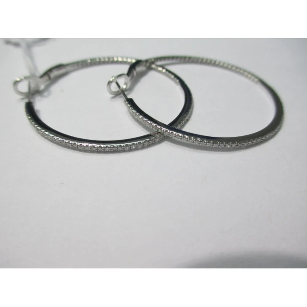 18K White Gold Diamond Hoop Earrings by Afarin