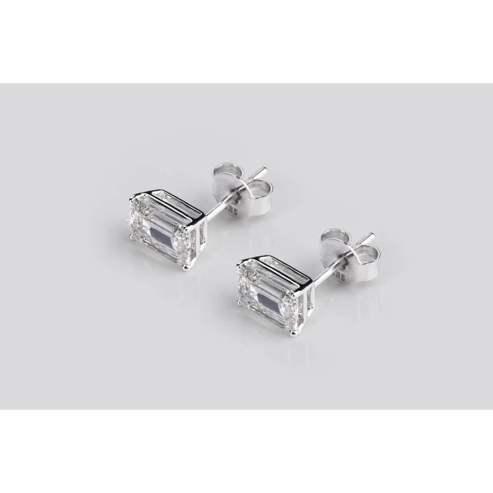 18K White Gold Emerald Cut Lab Diamond Stud Earrings - 2.09 Total Carat Weight, E-F Color, VS2 Clarity, IGI Certified - Covaloro Fine Jewelry - Image 3