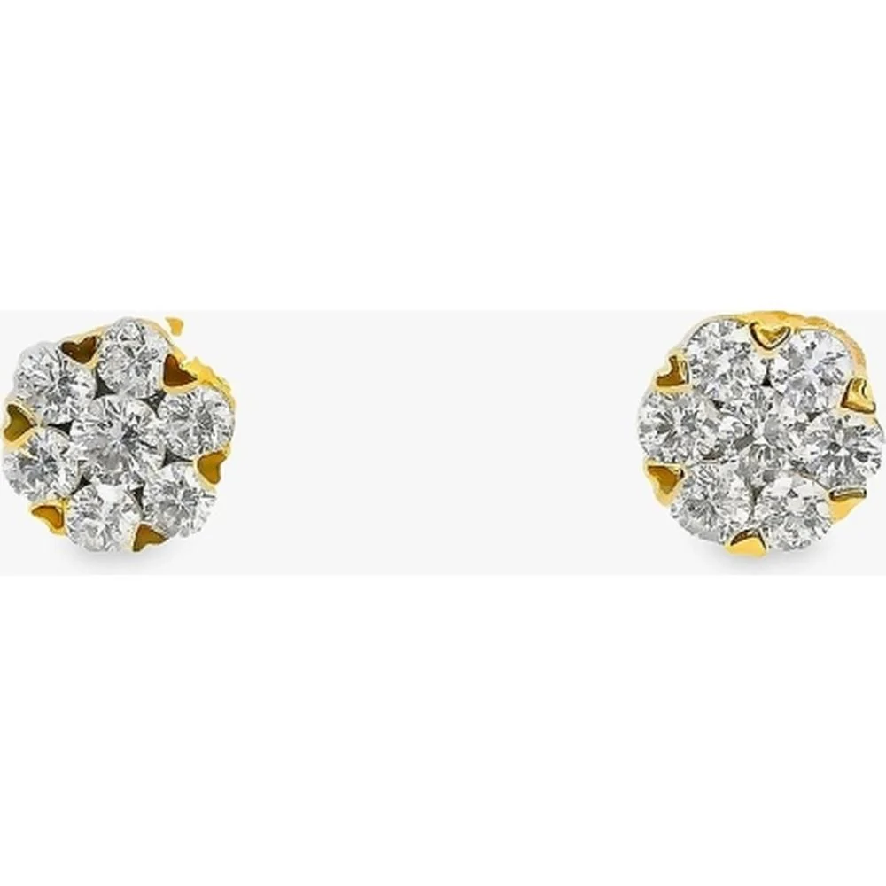 18K White Gold Floral Cluster Diamond Stud Earrings by Afarin