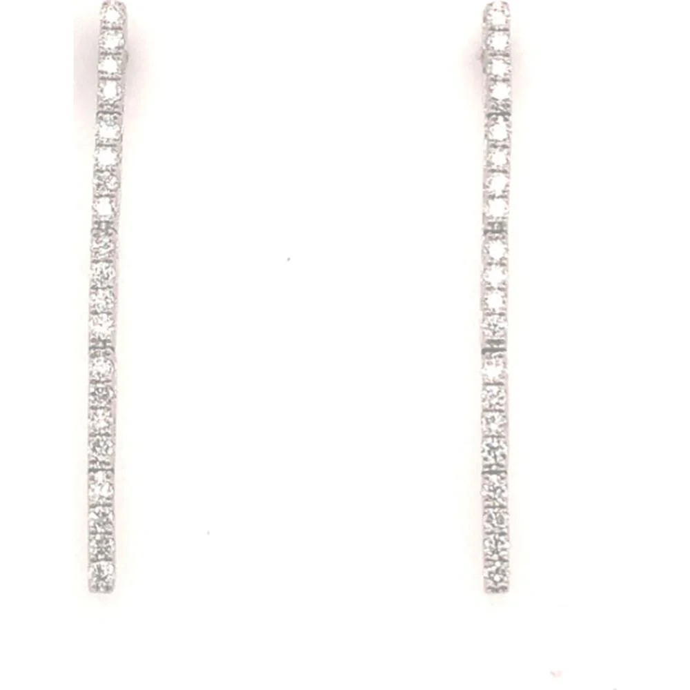 18K White Gold Linear Drop Earrings with Diamonds by Afarin