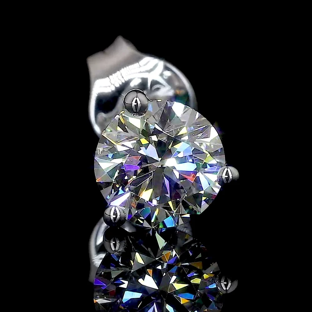 18K White Gold Martini-Set Round Lab Diamond Stud Earrings - 8.37 Carats Total Diamond Weight - Covaloro Fine Jewelry - Image 2