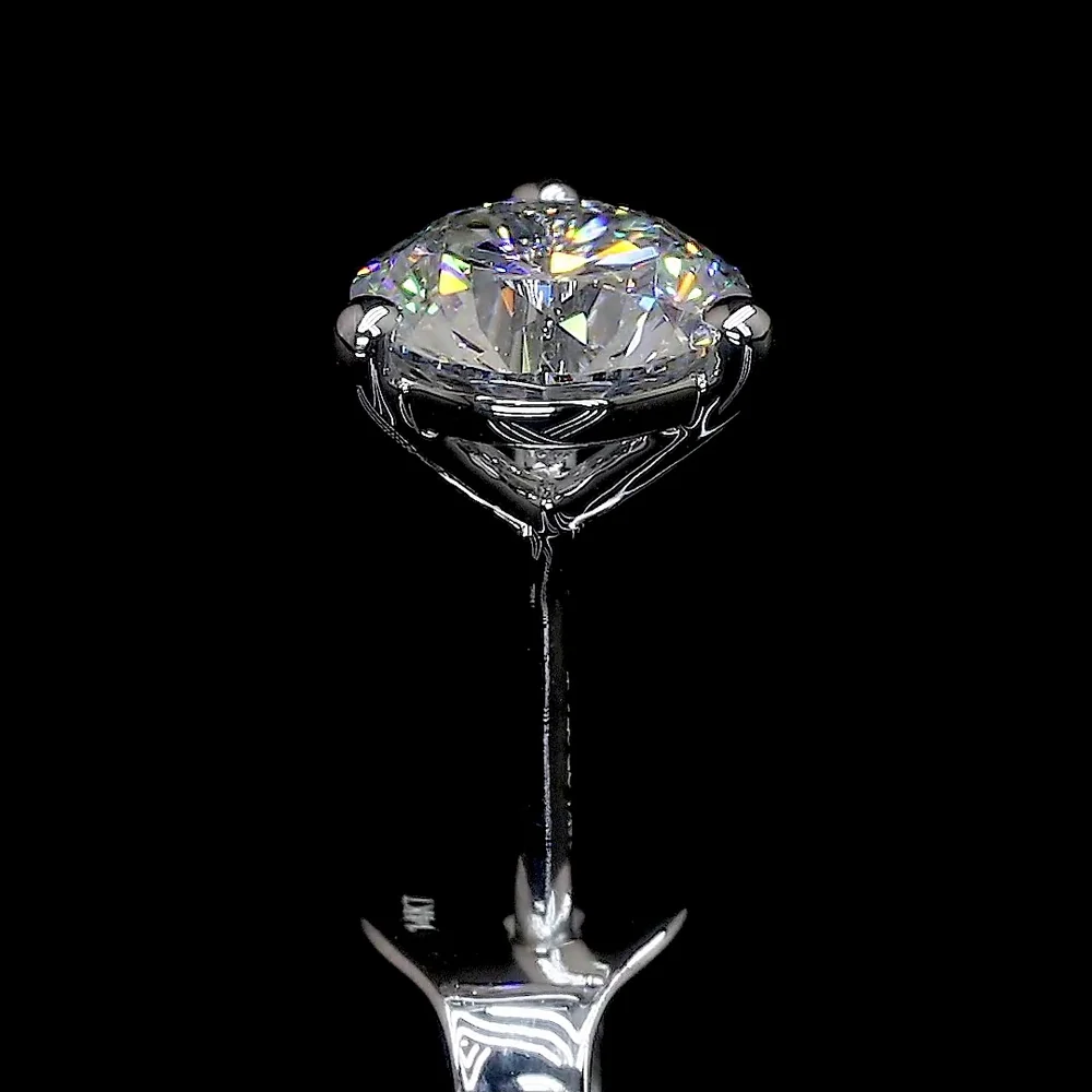 18K White Gold Martini Stud Earrings with Round Brilliant Cut Lab Diamonds - 6.00 Carats Total Diamond Weight (E-F, VS1) - Covaloro Fine Jewelry - Image 4