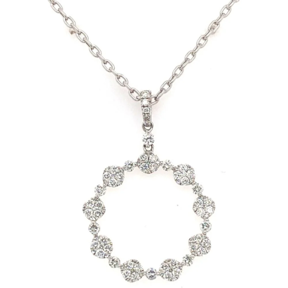 18K White Gold Open Circle Diamond Pendant Necklace by Afarin