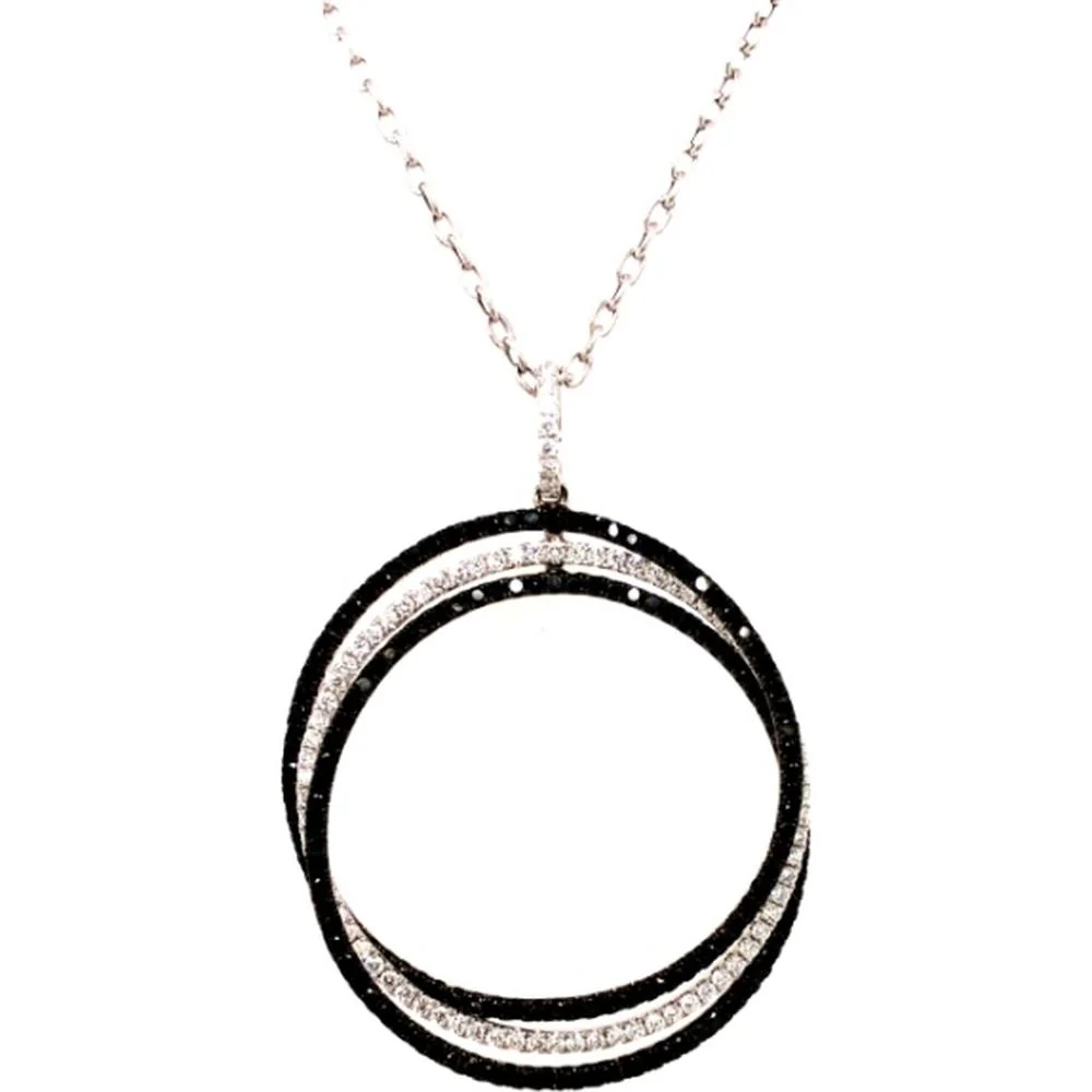 18K White Gold Open Circle Diamond Pendant Necklace by Afarin