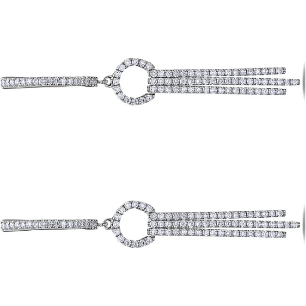 18K White Gold Open Circle Drop Diamond Earrings by Afarin