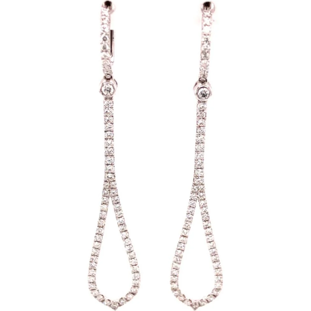 18K White Gold Open Teardrop Drop Earrings with Diamond Accents by Afarin