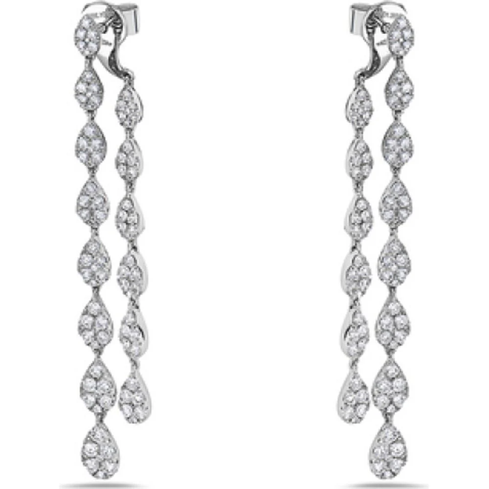 18K White Gold Pear Shape Diamond Drop Earrings by Afarin