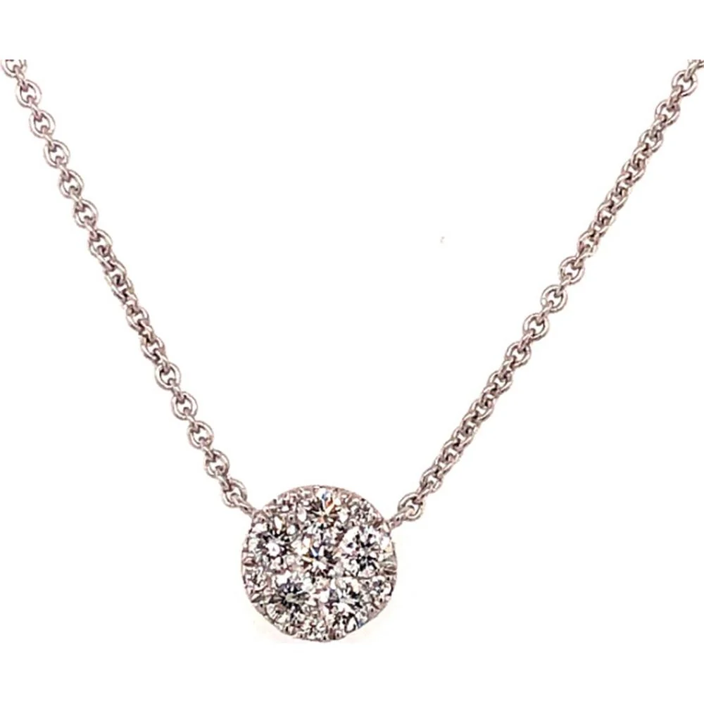 18K White Gold Round Diamond Pendant Necklace by Afarin