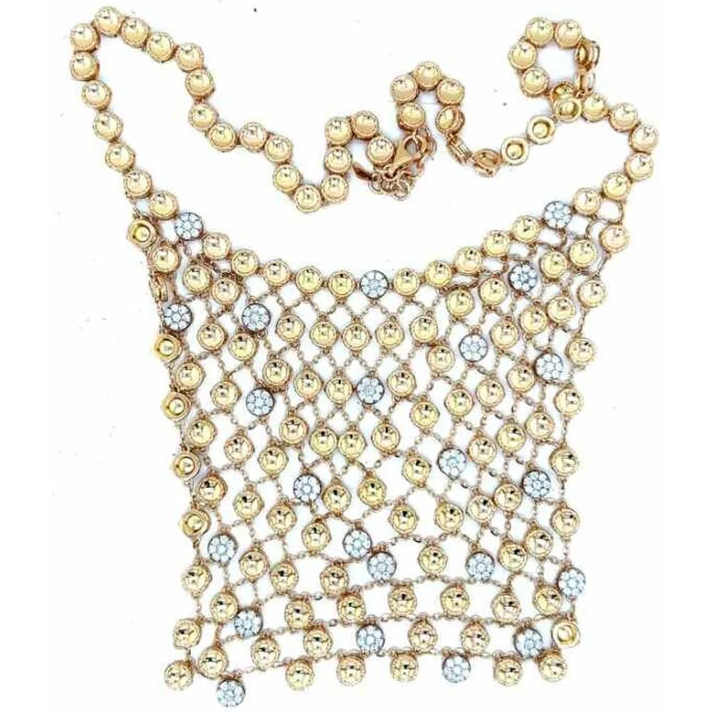 18K Yellow and White Gold Openwork Diamond Statement Necklace by Afarin