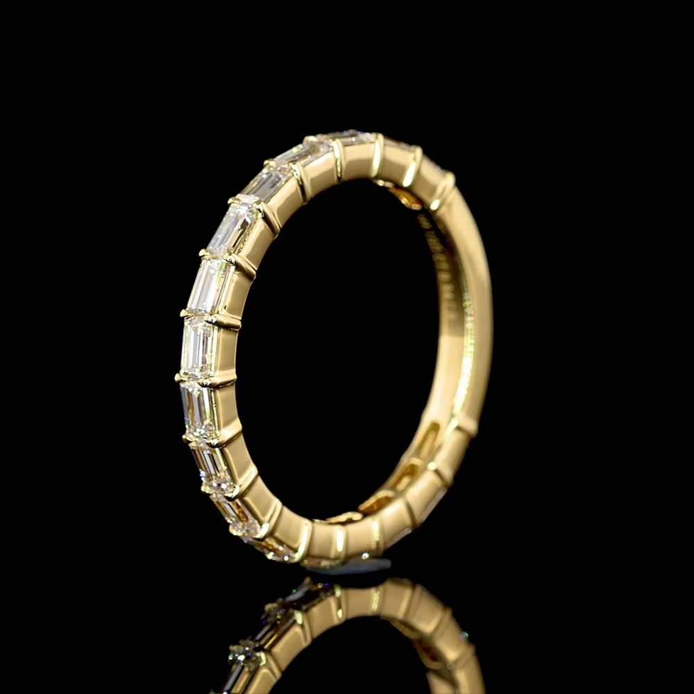 18K Yellow Gold 3/4 Eternity Band with East-West Set Baguette Lab Diamonds - 0.94 Carat Total Weight, E-F Color VS1 Clarity - Covaloro Fine Jewelry - Image 4