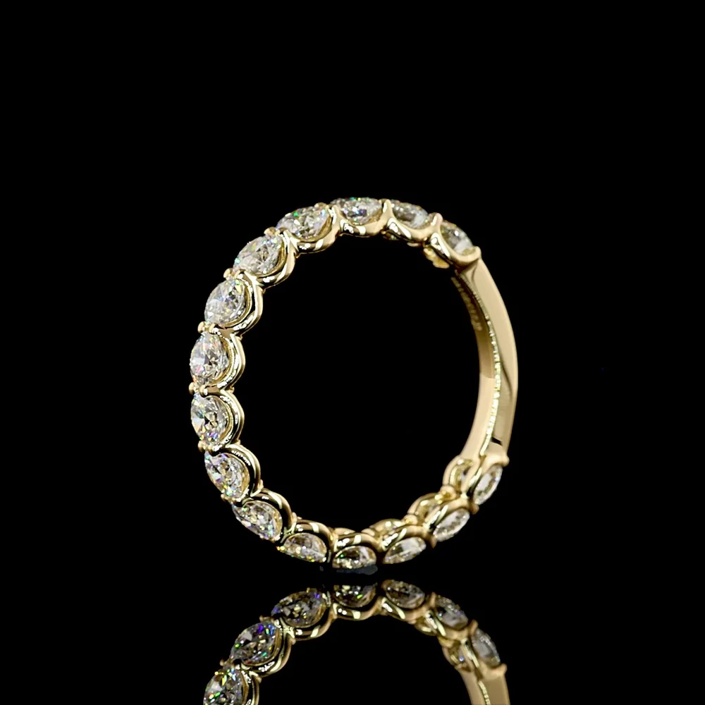 18K Yellow Gold 3/4 Eternity Band with U-Prong Set Round Brilliant Lab Diamonds - 2.18 Carat Total Diamond Weight - Covaloro Fine Jewelry - Image 4