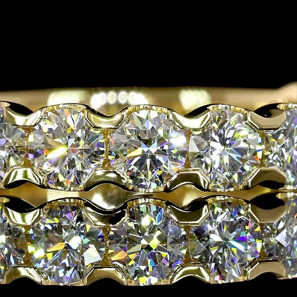 18K Yellow Gold 3/4 Eternity Band with U-Prong Set Round Lab Diamonds - 1.36 Carats Total Diamond Weight, E-F Color, VS Clarity - Covaloro Fine Jewelry - Image 2