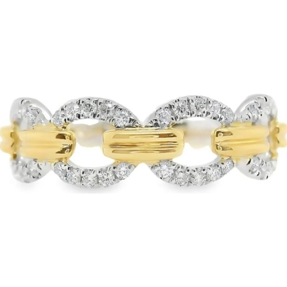 18K Yellow Gold and White Gold Diamond Link Ring by Afarin