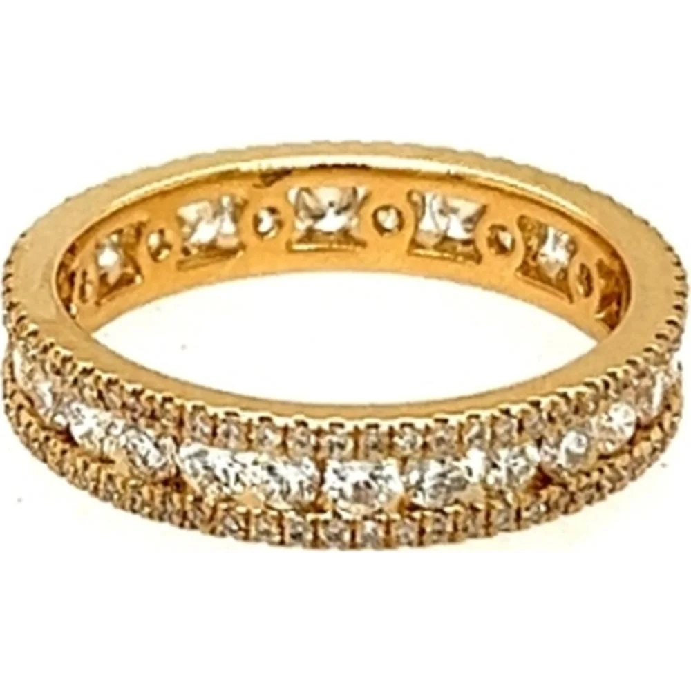 18K Yellow Gold Diamond Band with Milgrain Detail by Afarin