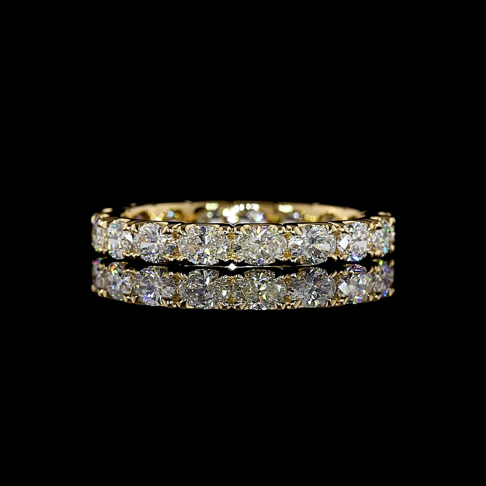 18K Yellow Gold Eternity Band with East-West Oval Cut Lab Diamonds in U Prong Setting - 1.36 Carats Total Diamond Weight - Covaloro Fine Jewelry