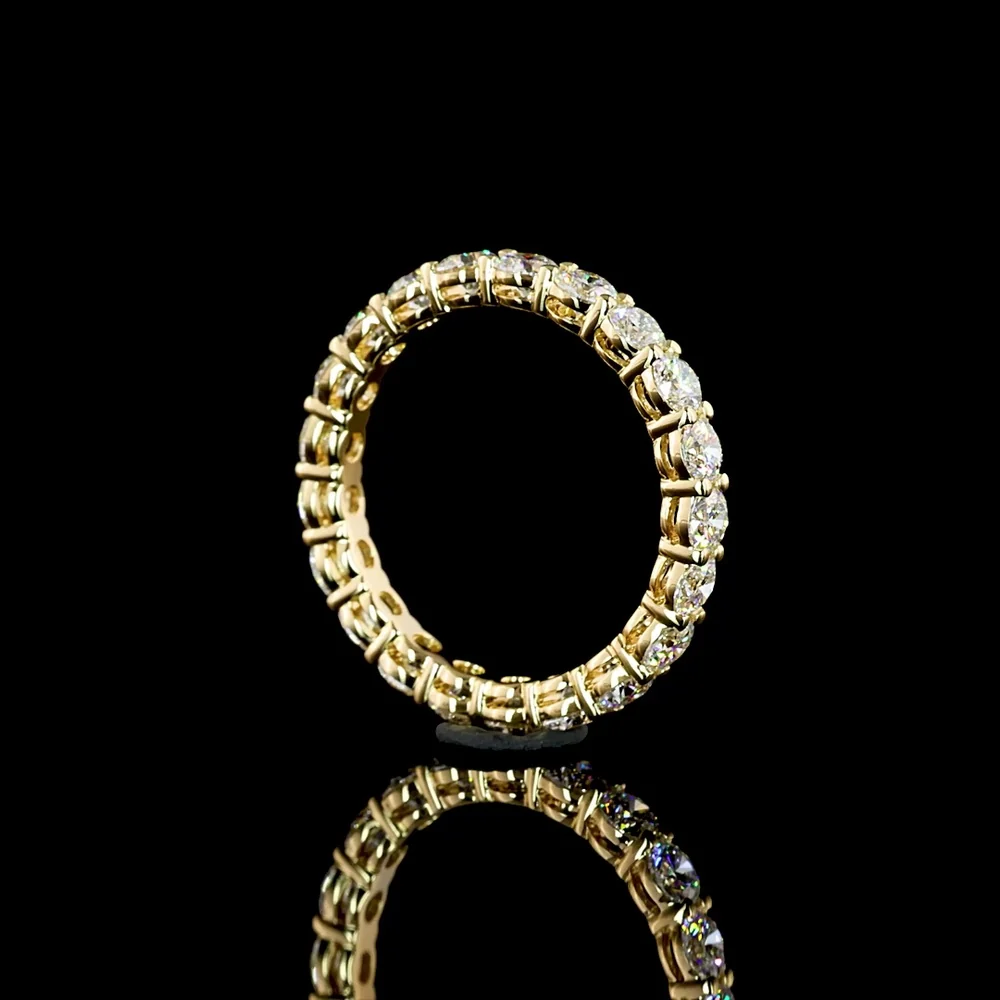 18K Yellow Gold Eternity Band with Prong Set Round Lab Diamonds - 2.09 Carat Total Diamond Weight, E-F Color, VS1 Clarity - Covaloro Fine Jewelry - Image 2
