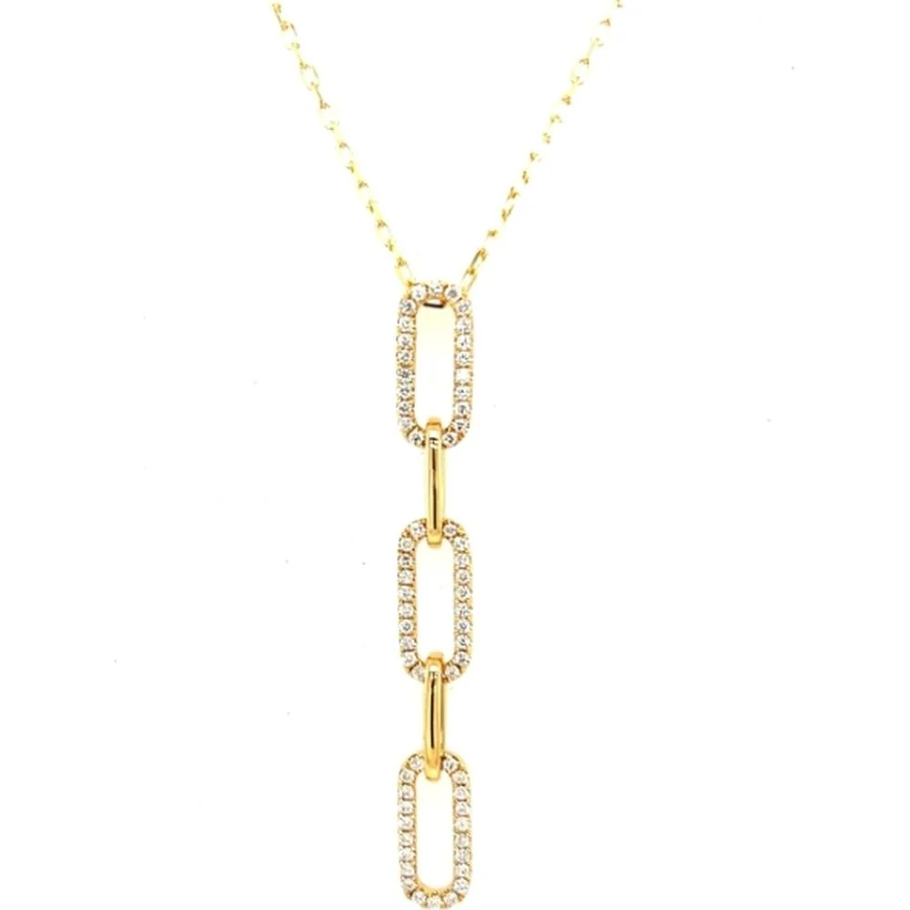 18K Yellow Gold Geometric Paperclip Link Pendant with Diamond Accents by Afarin