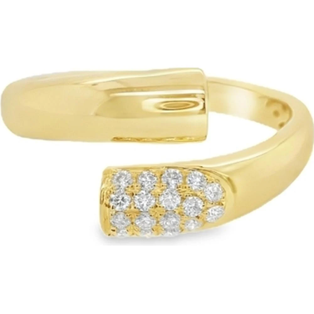 18K Yellow Gold Open Contemporary Ring with Round Diamonds by Afarin