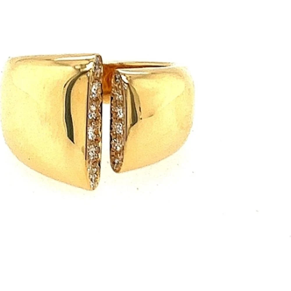 18K Yellow Gold Open Split Ring with Diamond Accents by Afarin