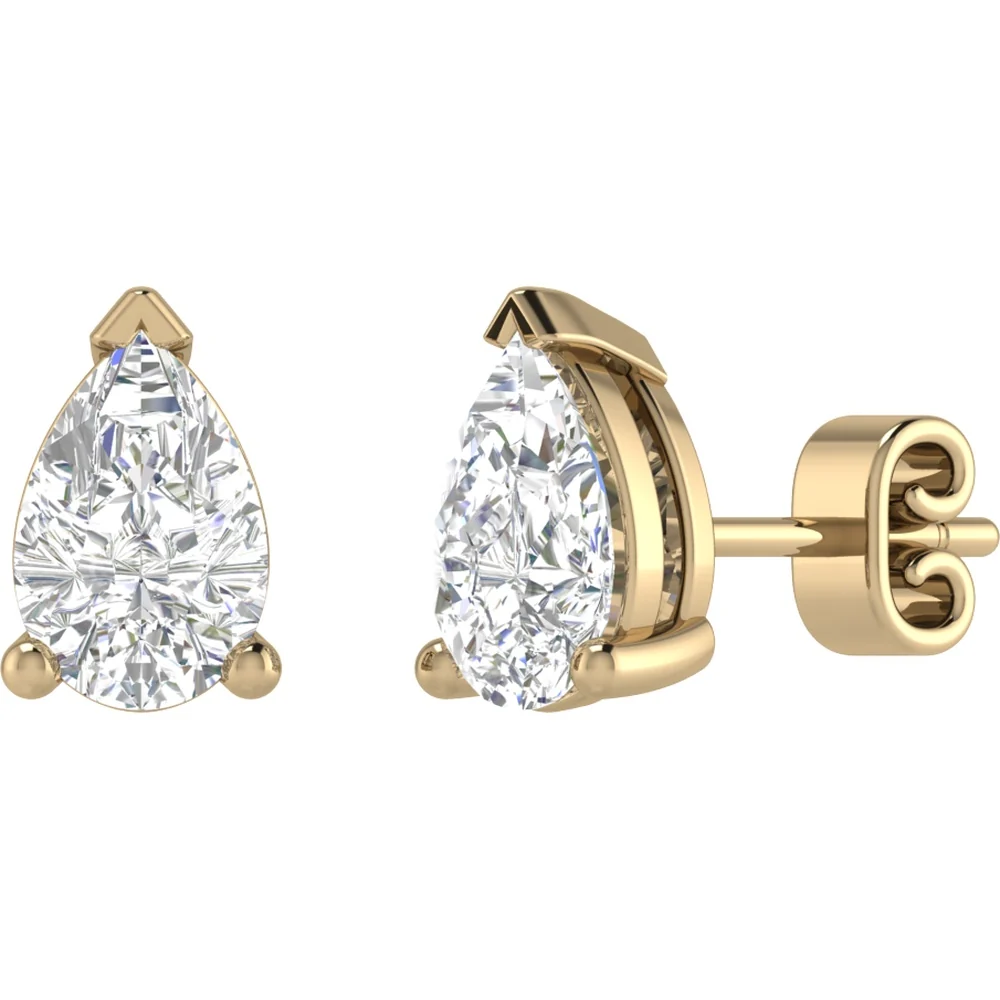18K Yellow Gold Pear-Shaped Lab Diamond Stud Earrings - 1.46 Carat Total Weight (E-F Color, VS2 Clarity) with IGI Certification - 0.73 Carats Each - Covaloro Fine Jewelry