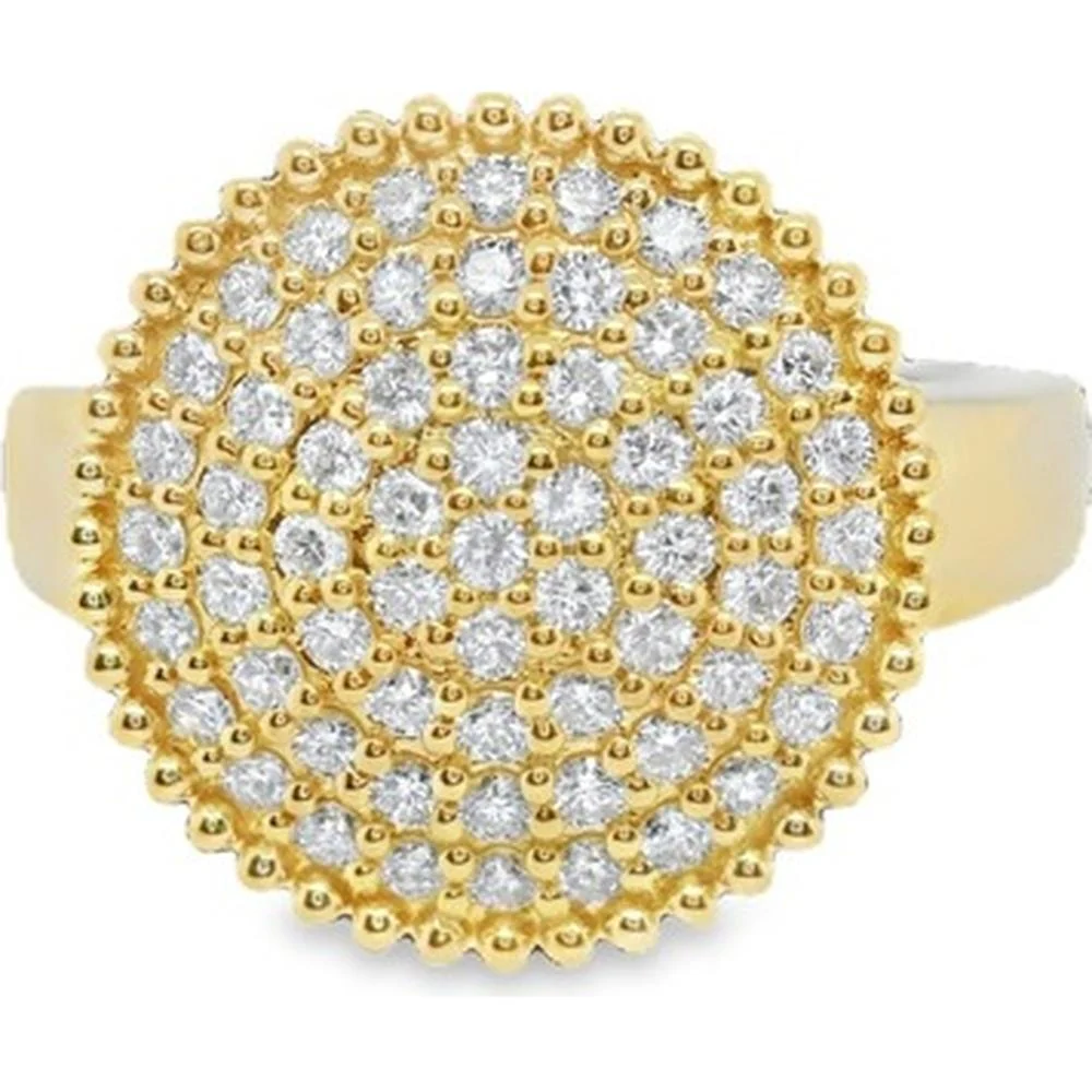 18K Yellow Gold Round Pavé Diamond Statement Ring by Afarin