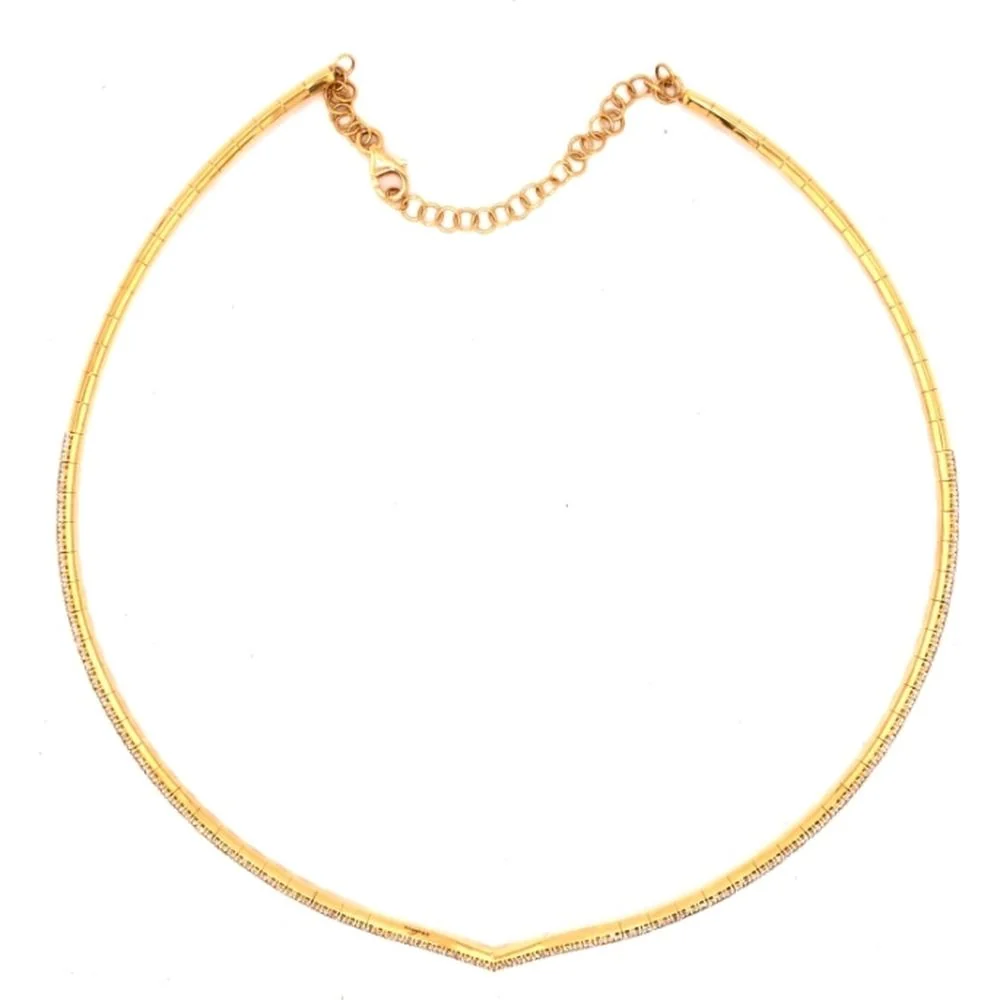 18K Yellow Gold V-Shaped Diamond-Cut Necklace by Afarin