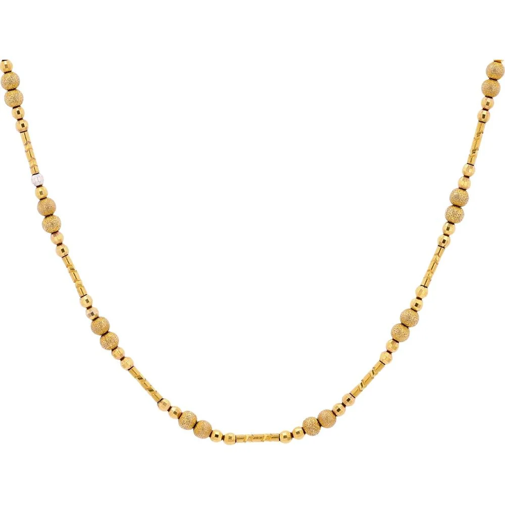 21K Two-Tone Beaded Gold Necklace - 22 Grams, 19.75" Length