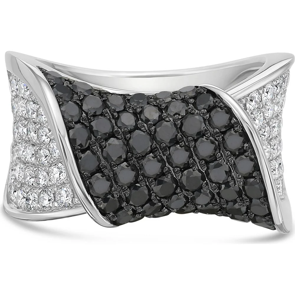 Charles Krypell - Diamond and Black Diamond Pavé Wave Band in 18K White Gold