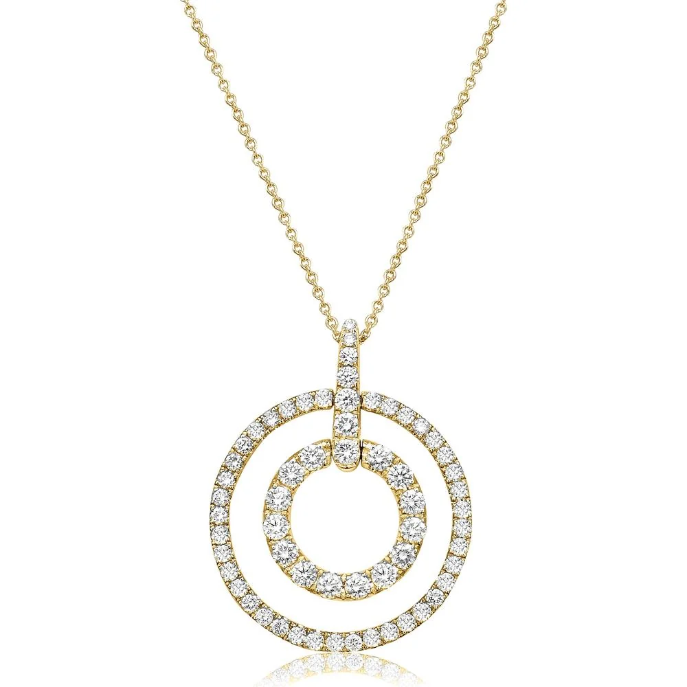 Charles Krypell - Diamond Double Circle Pendant in 18K Yellow Gold