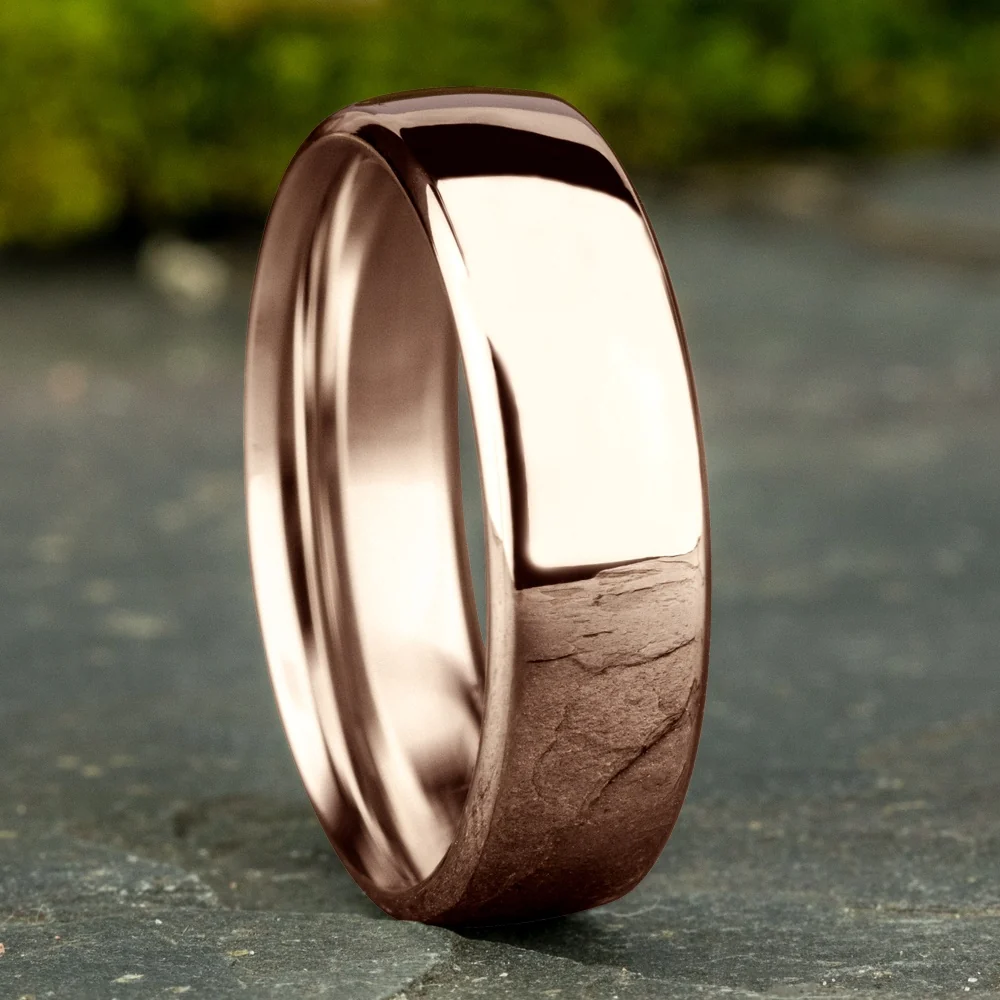 Euro Comfort-Fit® Men's Wedding Band in 14K Rose Gold - 6.5mm by Benchmark - Image 4