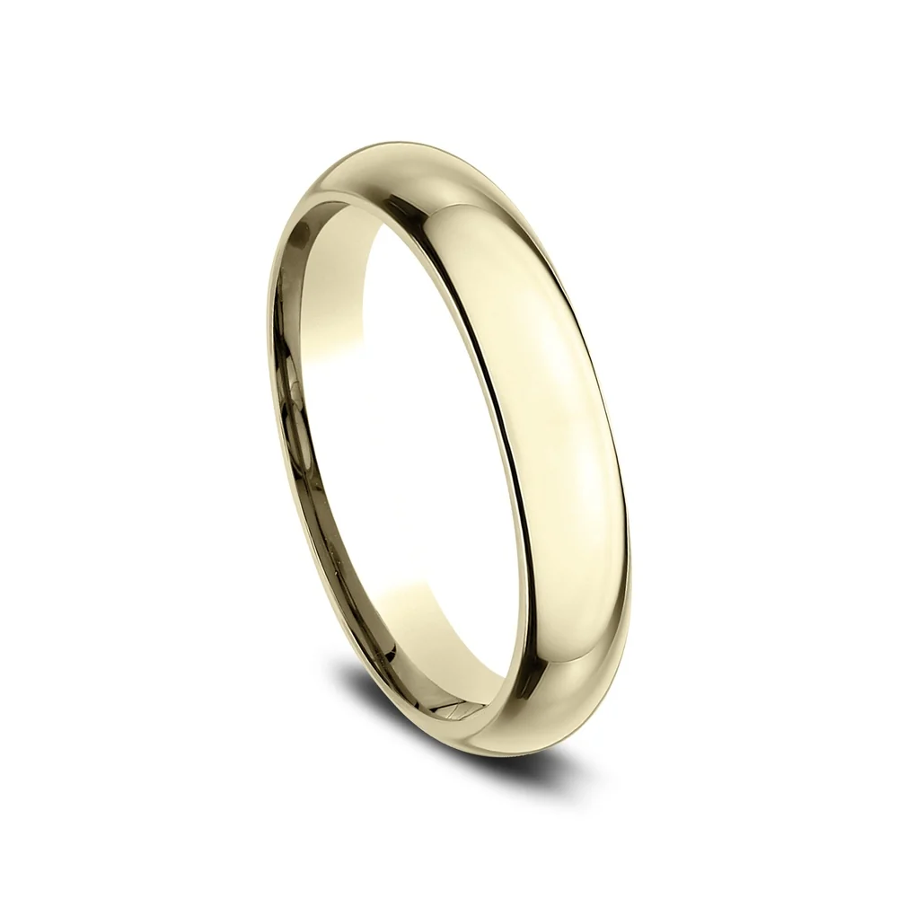 High Dome Comfort Fit Men's Wedding Band in 14K Yellow Gold - 4mm Width by Benchmark - Image 2