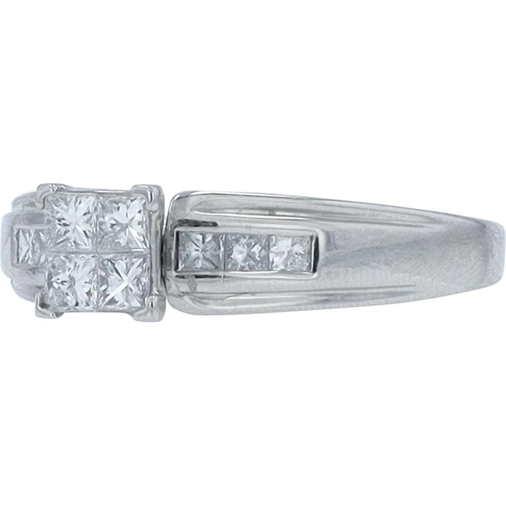 Platinum 1/2 Carat Total Weight Diamond Ring with Princess Cut and Channel Set Accents - Image 2