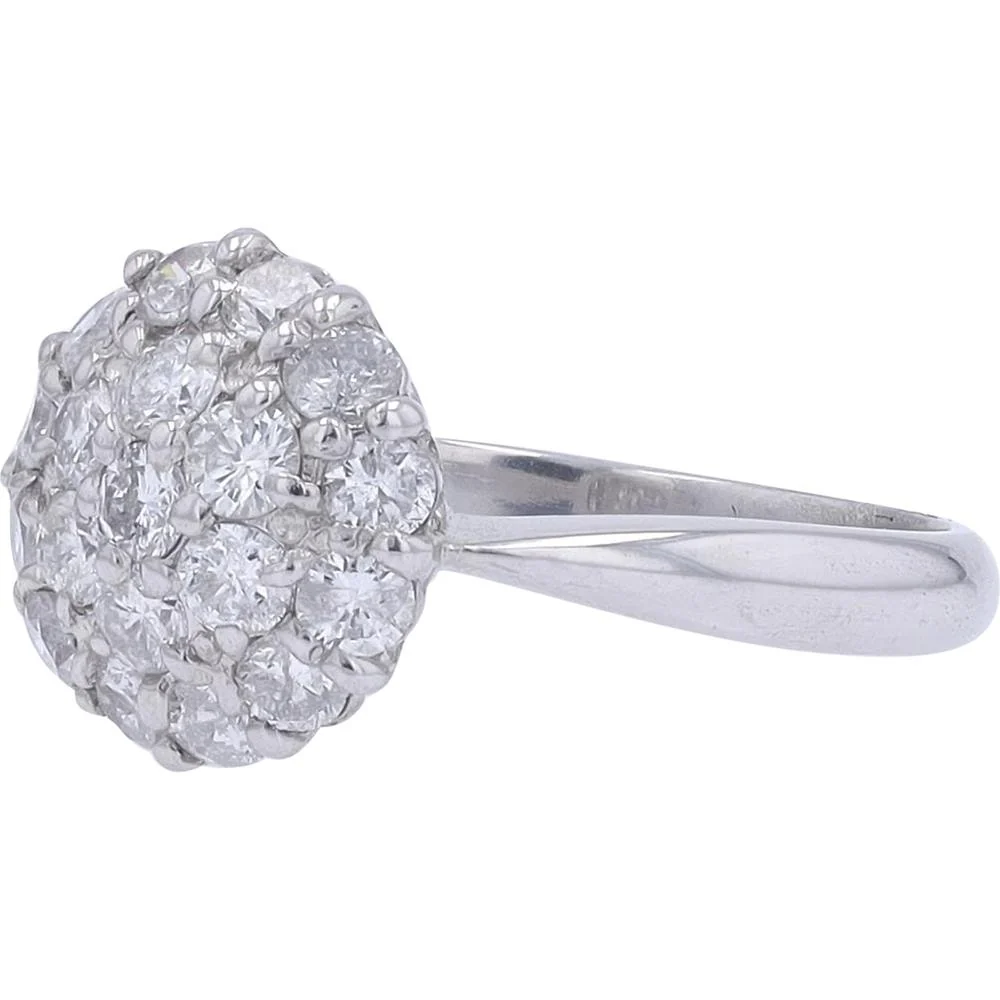Platinum 1 Carat Round Cut Diamond Halo Ring - 1.00 Carat Total Diamond Weight - Image 2