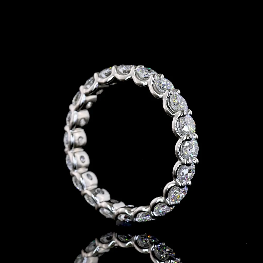 Platinum 2.06 Carat Eternity Band with U-Prong Set Round Lab Diamonds - 20 Stones, E-F Color VS Clarity - Covaloro Fine Jewelry - Image 3