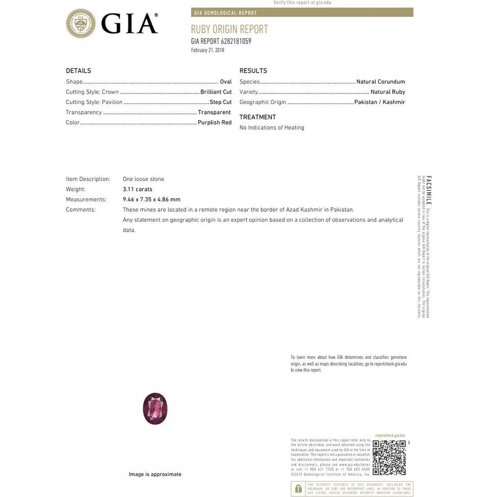 Platinum 3.11 Carat No Heat Kashmir Ruby Ring with 0.95 Carat Total Diamond Weight - GIA Certified - Image 2