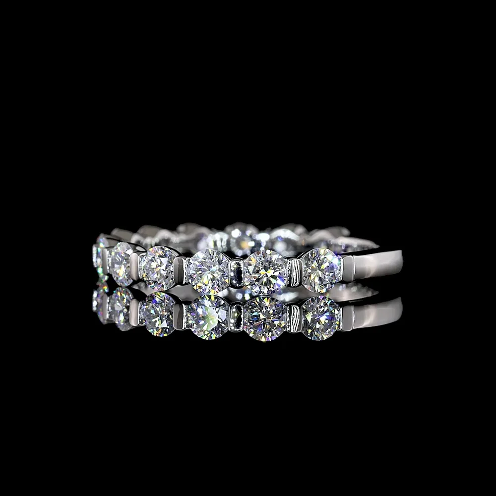 Platinum 3/4 Eternity Band with Half Bezel Set Round Lab Diamonds - 1.07 Carat Total Weight - Covaloro Fine Jewelry - Image 3