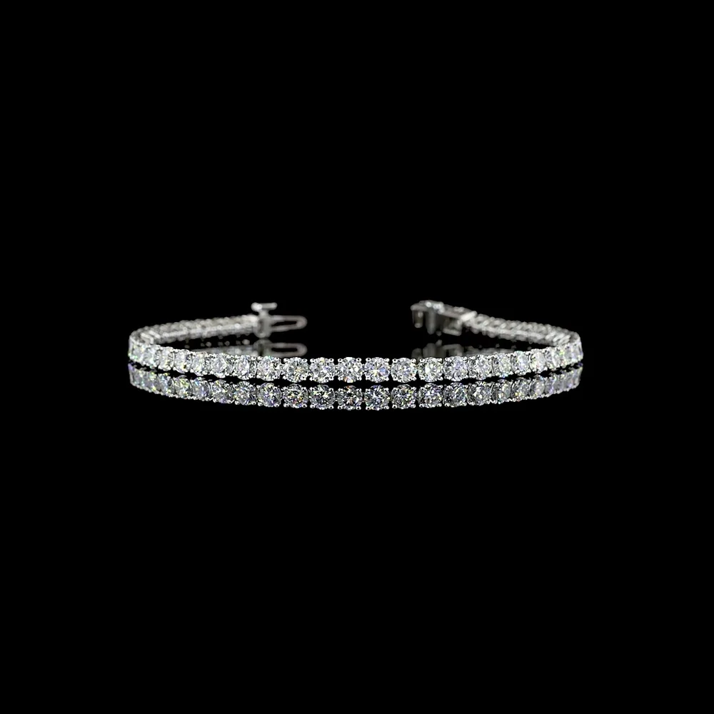 Platinum 7.5" Tennis Bracelet with 49 Prong Set Round Lab Diamonds - 6.24 Carat Total Weight (E-F Color, VS2 Clarity) - Covaloro Fine Jewelry