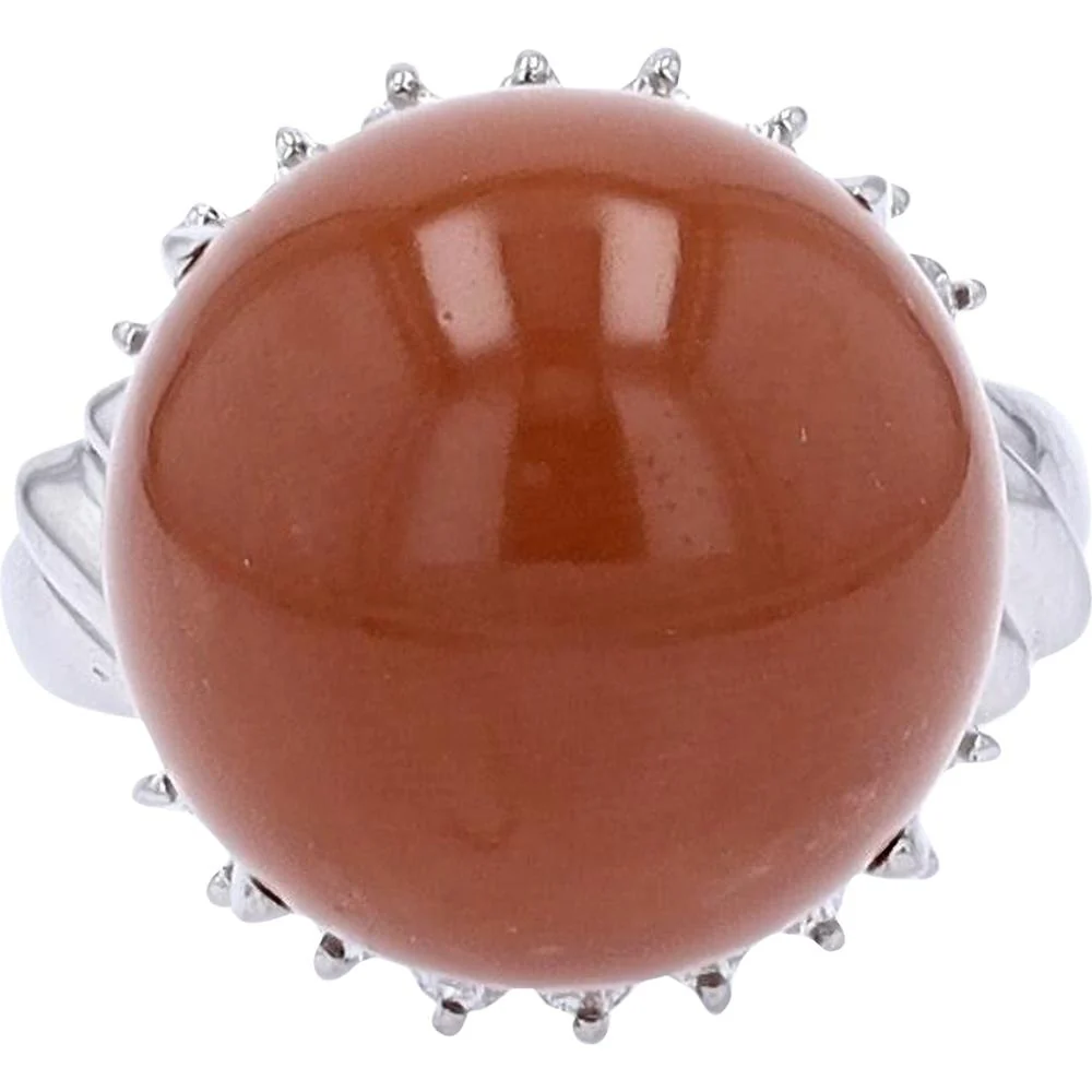 Platinum Coral Ring with 0.50 Carat Total Diamond Weight and Milgrain Detailing