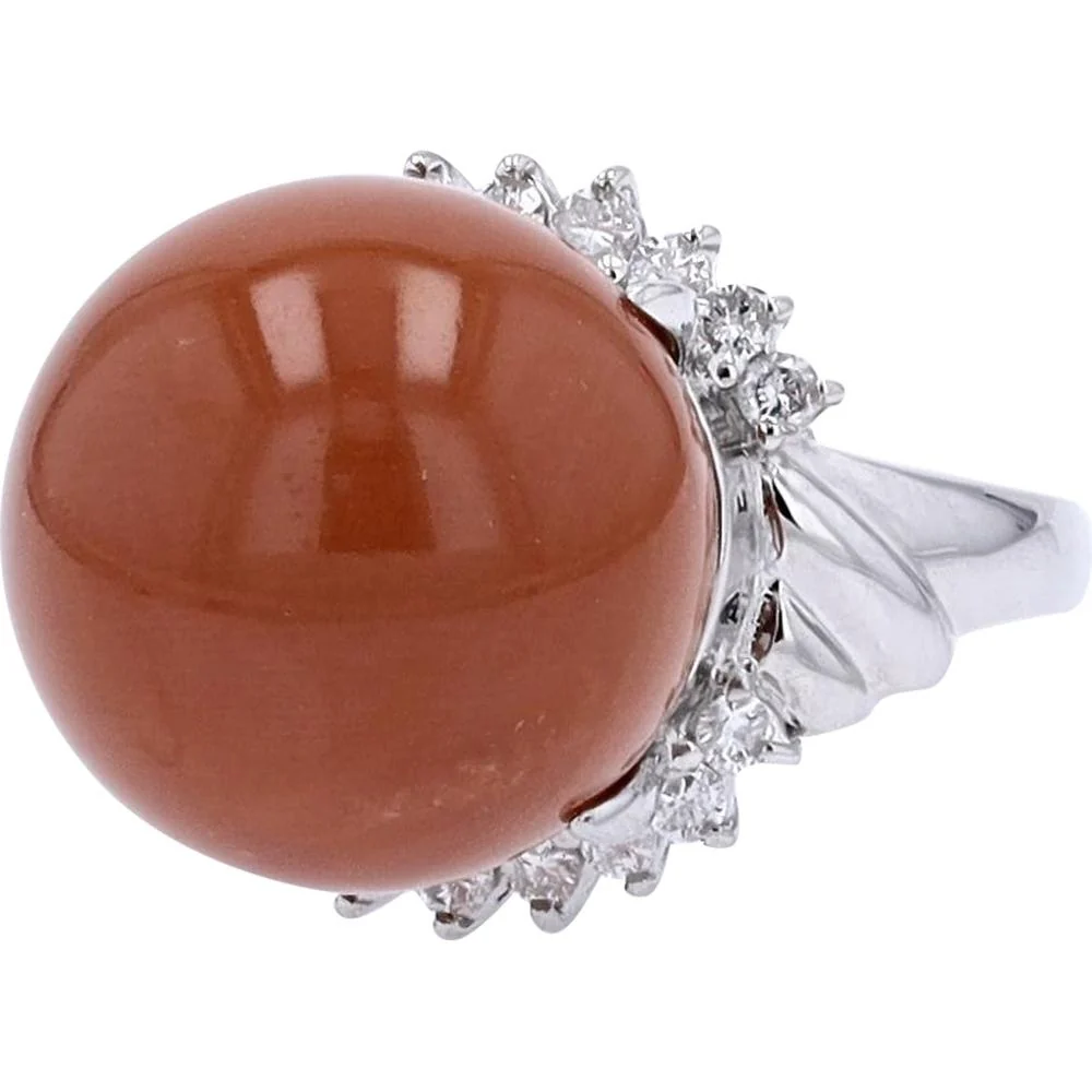 Platinum Coral Ring with 0.50 Carat Total Diamond Weight and Milgrain Detailing - Image 2