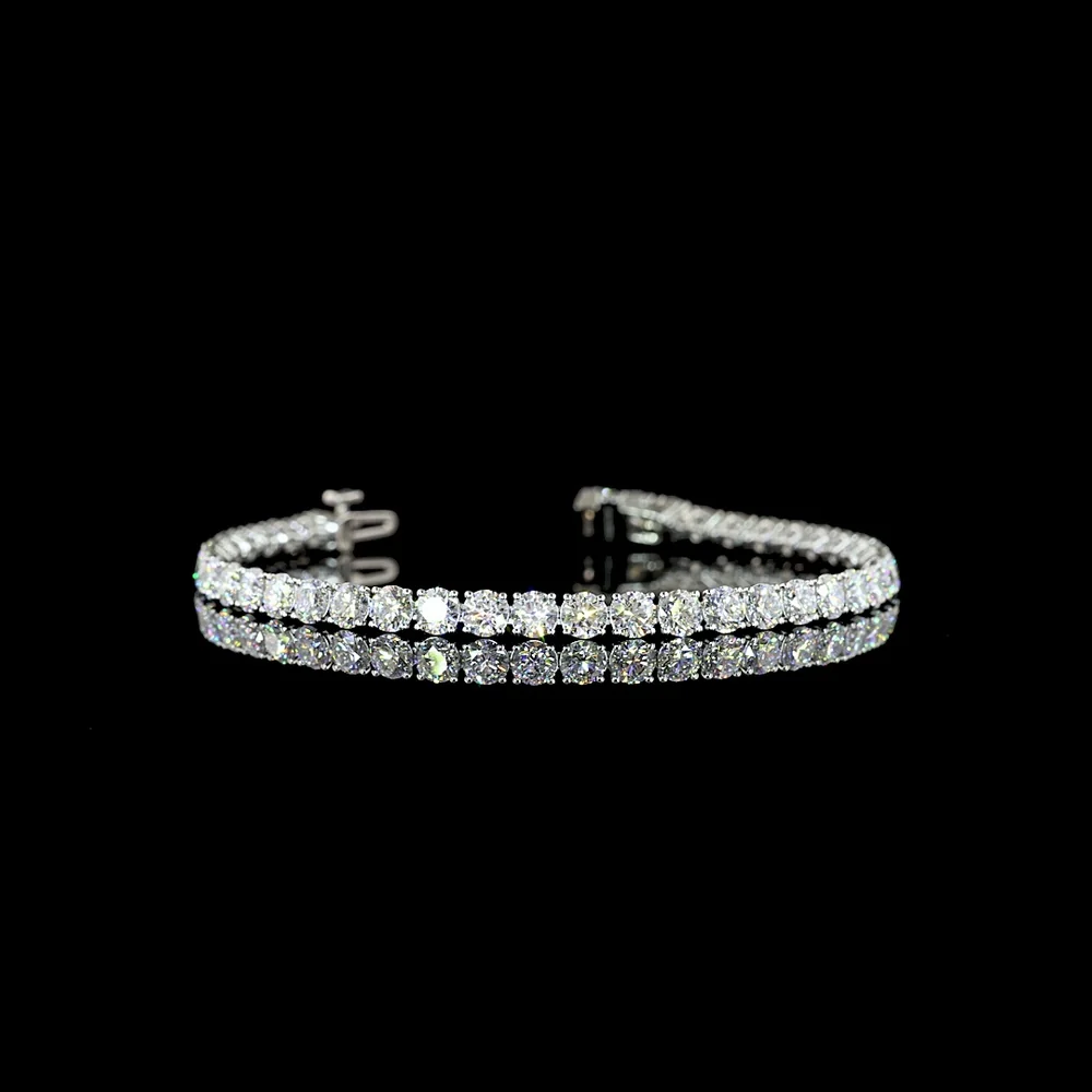 Platinum Tennis Bracelet with 42 Prong-Set Round Lab Diamonds - 8.71 Carat Total Weight, E-F Color VS Clarity - Covaloro Fine Jewelry