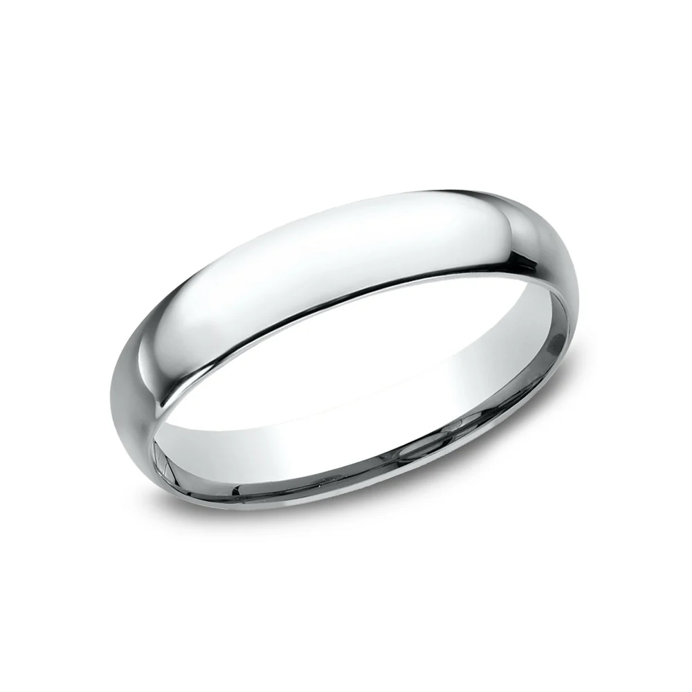 Regular Dome Comfort Fit Men's Wedding Band in 14K White Gold - 4mm Width by Benchmark