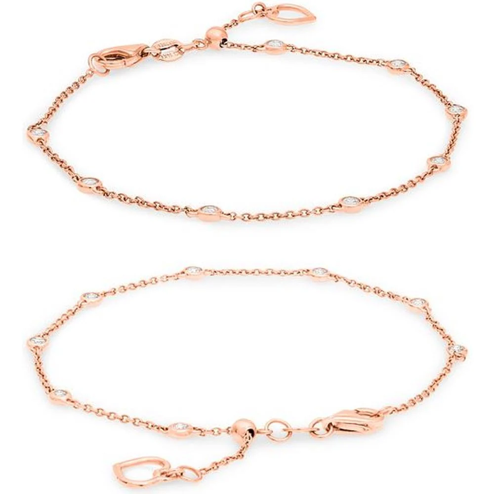Roman & Jules - 14K Rose Gold Diamond Bracelet with Bezel-Set Round Diamonds - 2.00 Carat Total Diamond Weight