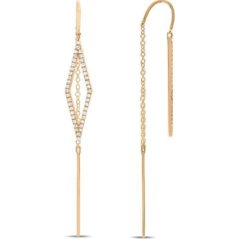 Roman & Jules - 14K Rose Gold Diamond Geometric Earrings with Round Diamonds - 0.52 Carat Total Diamond Weight