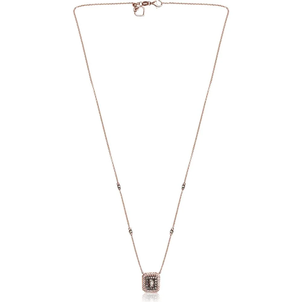 Roman & Jules - 14K Rose Gold Radiant Champagne Diamond Pendant Necklace - 0.54 Carat Total Diamond Weight