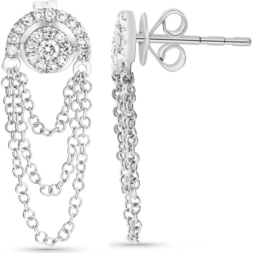 Roman & Jules - 14K Yellow Gold Drop Earrings with Round Diamonds - 0.36 Carat Total Diamond Weight