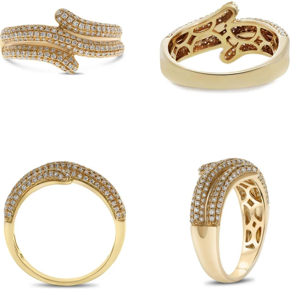 Roman & Jules - 14K Yellow Gold Pave Diamond Ring - 0.56 Carat Total Diamond Weight