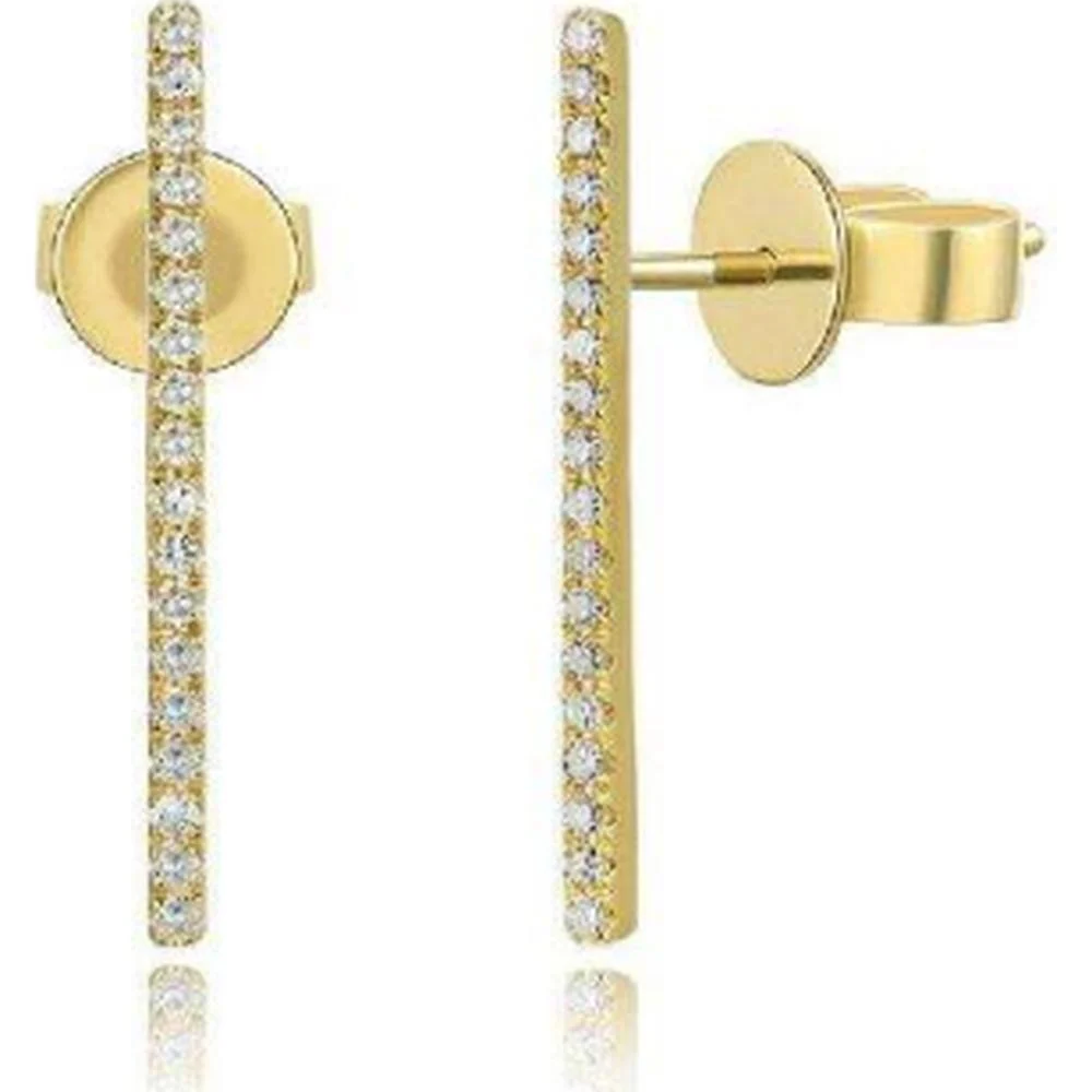 Roman & Jules - 14K Yellow Gold Stud Earrings with Round Diamonds - 0.22 Carat Total Diamond Weight
